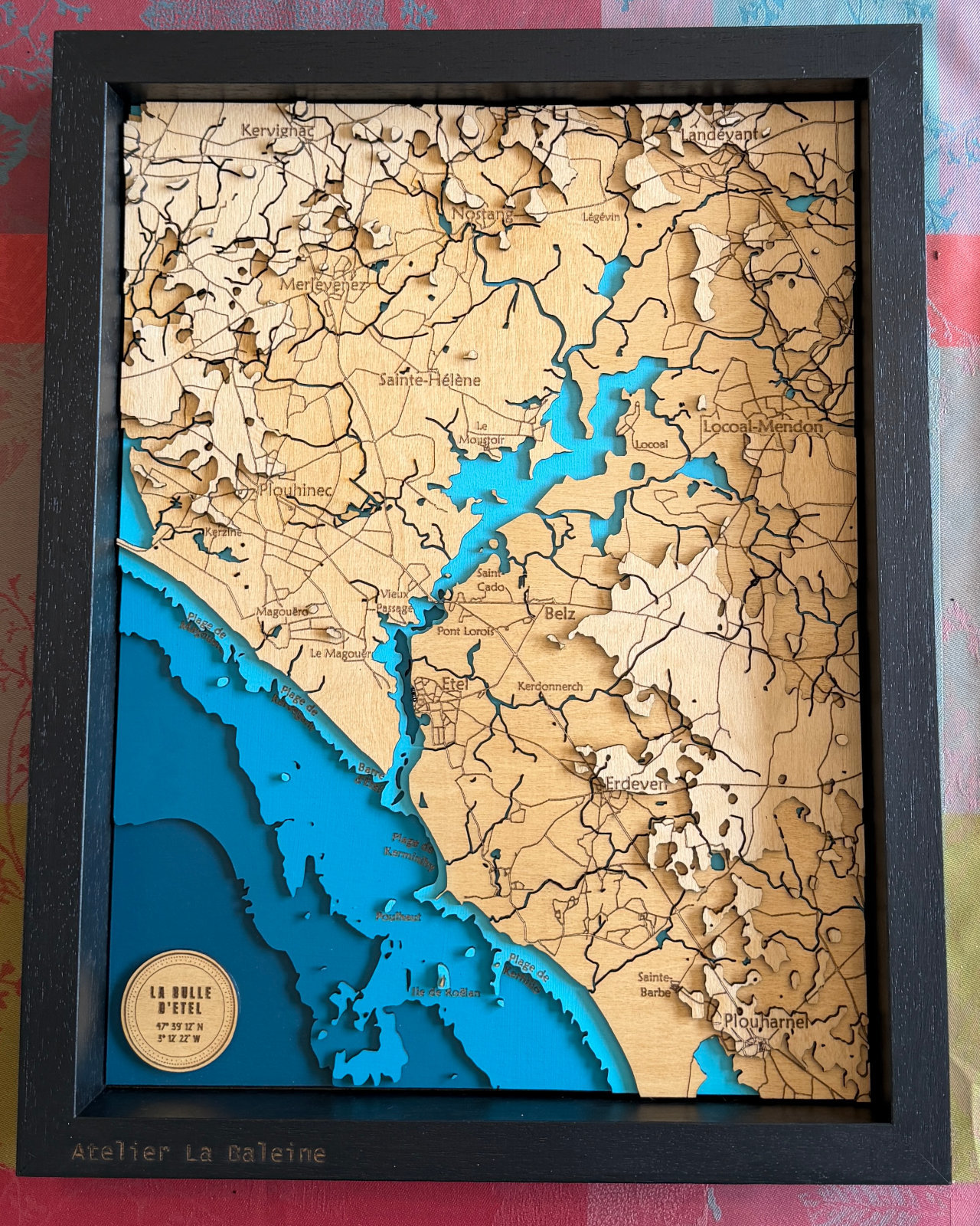 Carte en bois en relief : Etel