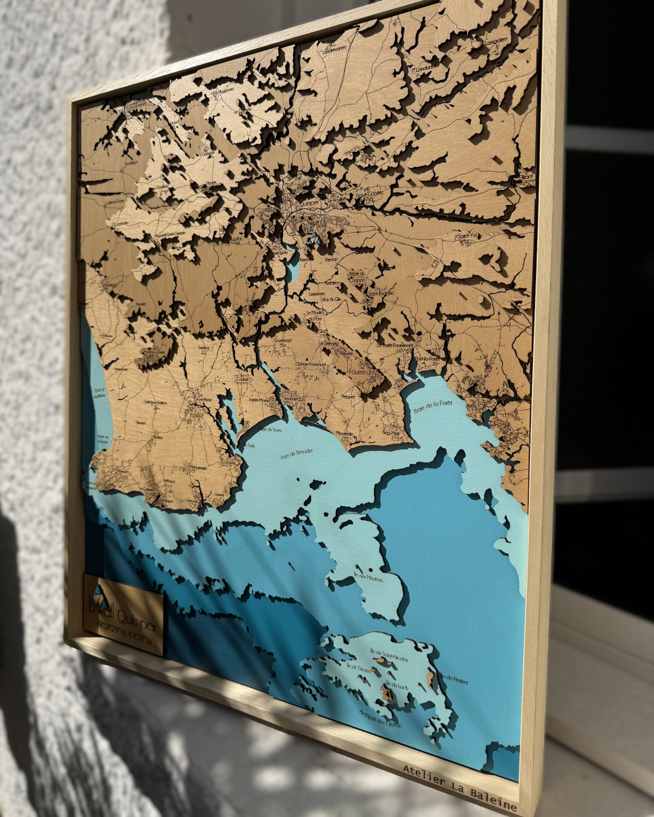 Carte en bois en relief : Quimper
