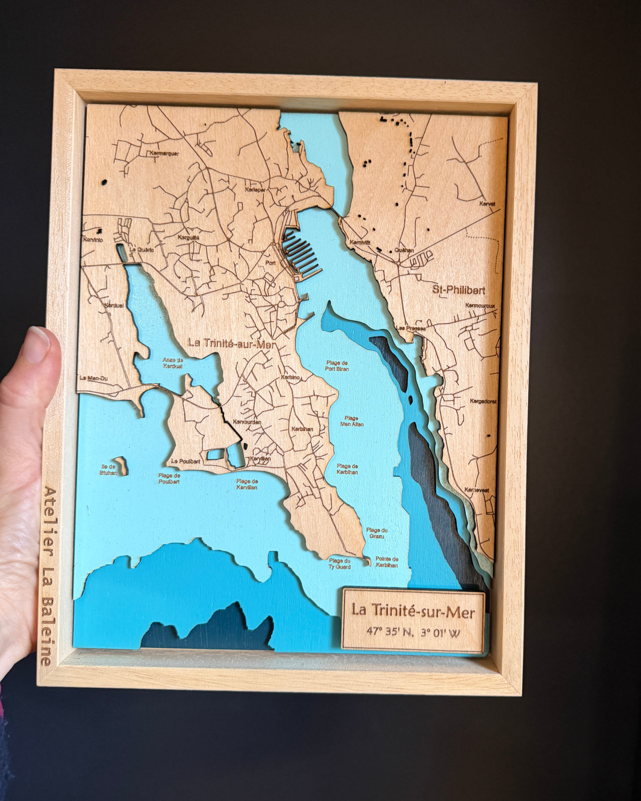 Carte en bois en relief : La Trinité-sur-Mer